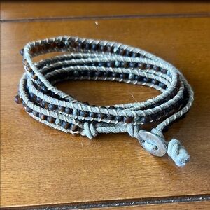 Handcrafted Brown and Tan Wrap Bracelet